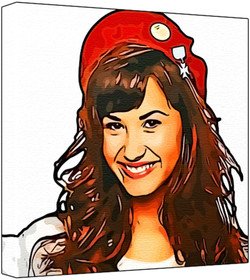 Demi Lovato - Pop Art Print (Multicolour; White Background) 50 x 50 x 2.5 cm Large Square Deep Box Canvas