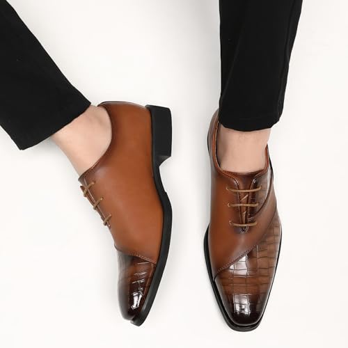 Image of SANNAX Men's Oxfords Formal Lace Up Dress Shoes, Classic Business Casual Leather Shoes for Men