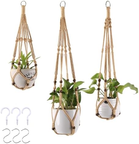 3-Pack Macrame Plant Hanger Indoor - Hanging Planter Basket for I...
