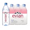 Evian Natural Spring Water, 1 L bottles, 6 pack