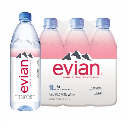 Evian Natural Spring Water 1L, 6-Pack