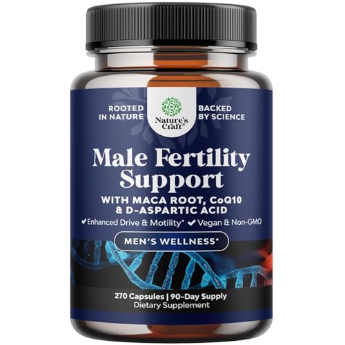 Pre Conception Male Fertility Supplement - Semen Volume Booster with CoQ10, Maca Root, Methyl Folate & D-Aspartic Acid - Mens Fertility Supplement for Sperm Motility - Conception for Him, 90 Days
