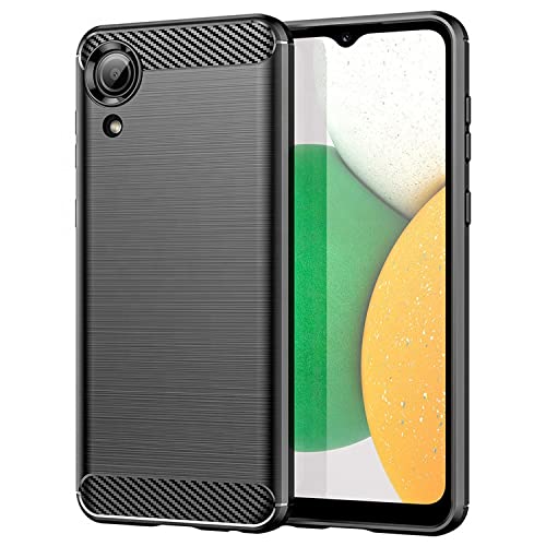 Image of FitSmart Shockproof Hybrid TPU Carbon Fiber Flexible Zebra Back Cover for Samsung Galaxy A03 Core /SM-A032F, SM-A032F /DS - Black