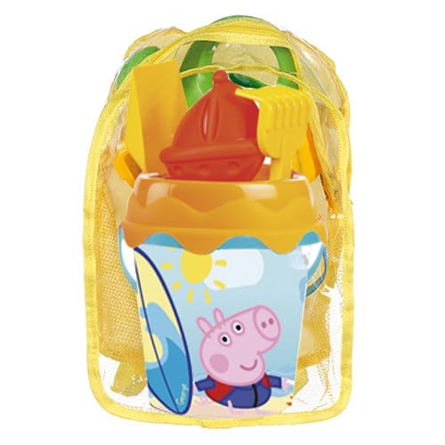 Smoby- Mochila de Playa con Cubo de Peppa Pig, Cubo Playero con Licencia de Peppa Pig y accesorios, A partir de 12 meses (7000040238)