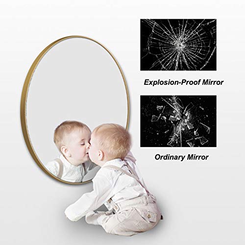 Bathroom Mirror φ60cm（24in） Round LED Illuminated Backlit, With Aluminum Alloy Frame, Vanity Makeup, Shaving Mirror, Anti-fog/Waterproof