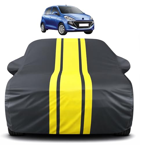 Image of Auto Hub Car Cover Compatible with Hyundai Santroo (Model : 2019-Till Date) with Mirror Pocket, Soft Cotton Lining, Santroo Car Cover Waterproof - Yellow-Black
