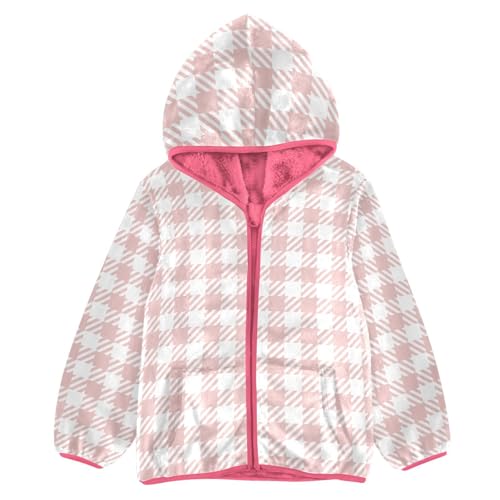 GuoChe Fashion Pink Plaid Boys Winter Coats Sherpa Lined