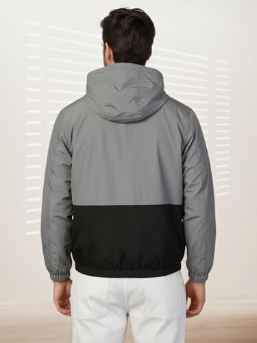 Image of CHKOKKO Sunscreen Jacket for Men Windcheater Hooded Zipper Sports Jacket | UV Protection | Sun Protective | Lightweight Water Resistant | Riding Biker | Outdoor Travel Gym Running
