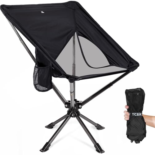Swivel Portable Chair – Small Compact Collapsible Folding Chairs for Adults, Setup in 8 Seconds, Lightweight Outdoor Backpack Chair for Camping, Travel, Hiking, Beach, Support 300 LBS
