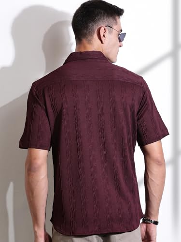 Image of Thomas Scott Men Polyester Blend Solid Oversized Fit Shirt