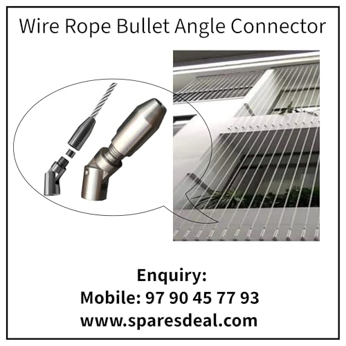 Image of Stainless Steel Wire Rope Bullet Angled Connector for Invisible Grill Making for Balcony, Staircase, Ceiling Hanging, Home Artitect, Decorations 2 Nos (Silver, 8MM)