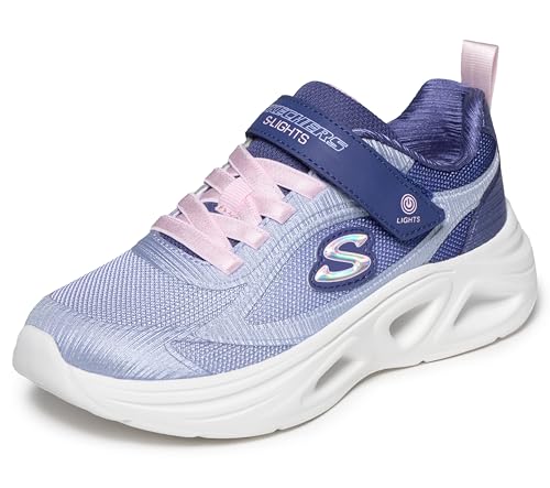 Image of Skechers Sola Glow 2 Kids Trainers Navy/Pink 11 UK Child