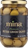 Mina Green Olives Pitted, 12.5 oz - Delicious Pitted Green Olives, Keto and Paleo Snack, Hand Picked...