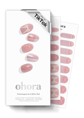 ohora Semi Cured Gel Nail Strips ([2025 Christmas Set] N Santa Cane &amp; N Red Chrome) - Works with Any Lamps, Salon-Quality, Long Lasting, Easy to Apply &amp; Remove
