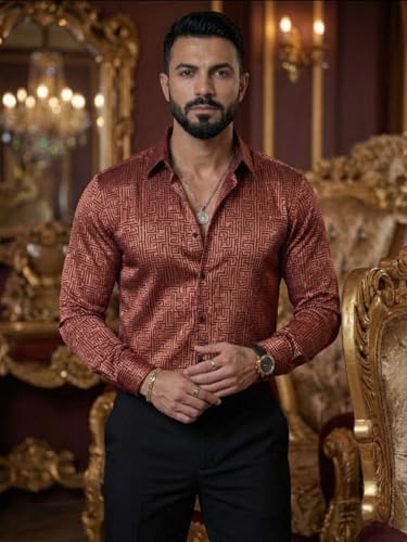 Image of Foomer Green Paisley Printed Opaque Party Shirts
