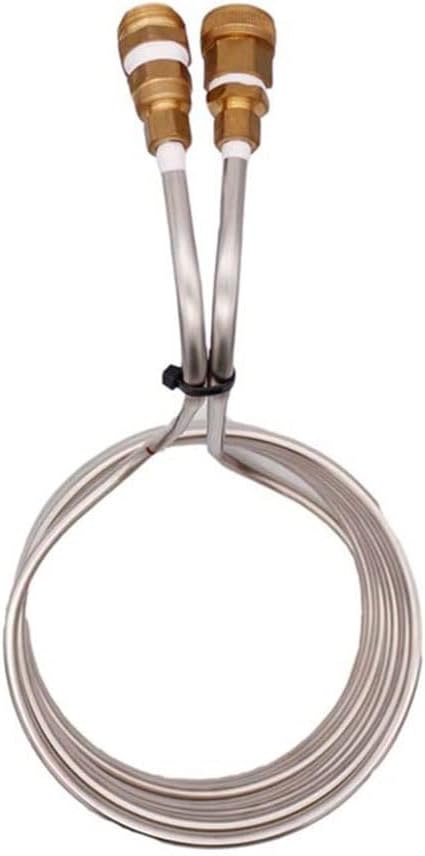 Immersion Wort Chiller/Copper, 25ft(7.62m) Super Efficient Wort Chiller with Garden Hose Fitting 3/8"(9.52) OD 304SS Home Brewing Immersion Wort Chiller silver