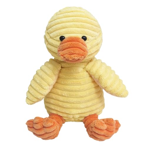 Image of Doindute Corduroy Duck Plush Stuffed Animal, Cute Furry Yellow Duck Toy, Soft Cuddly Plushie Hugger Toy for Boys Girls, Gifts for Kids or Girlfriend, 9 Inches