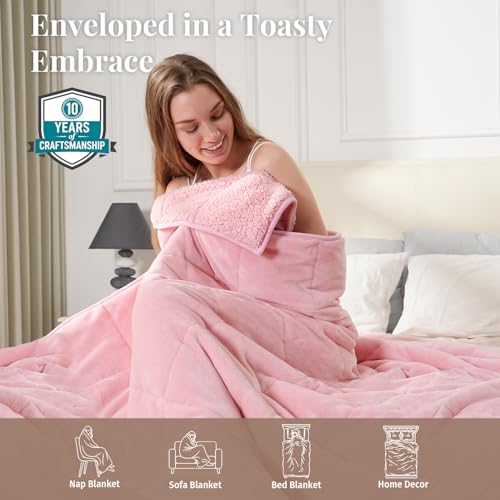 Image of Topblan Sherpa Fleece Weighted Blanket for Adults, 15lbs 60 x 80 Queen Size