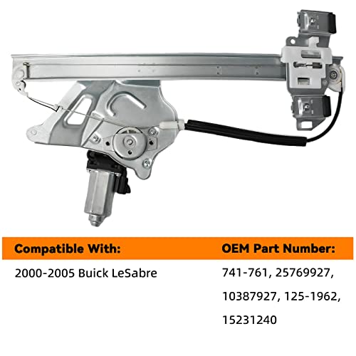 Image of Front Right Power Window Regulator with Motor for 2000-2005 LeSabre | Fits 00-05 Buick LeSabre, passenger side assembly, replaces 741-761