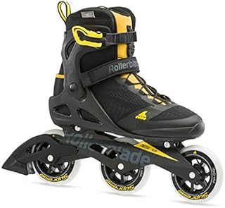 Rollerblade Macroblade 100 3WD Mens Adult Fitness Inline Skate, Black and Saffron Yellow, Performance Inline Skates, 10.5