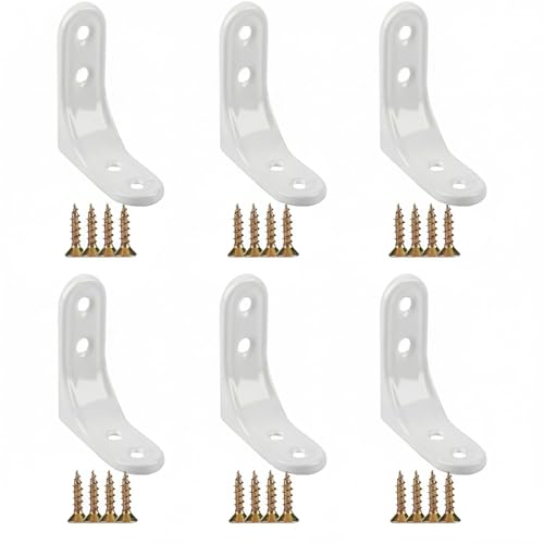 Cuixia 6 Pcs Shelving Brackets, White Floating Shelf Brackets & Supports, Wall L Brackets for Shelves, Angle Heavy Duty Shelf Bracket for Living Room Kitchen Office (2 x 2 Inch)