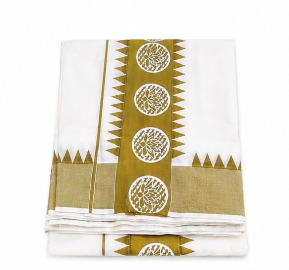 KUTHAMPLLY LOTUS DESIGN PURE COTTON SETMUNDU-picture-48