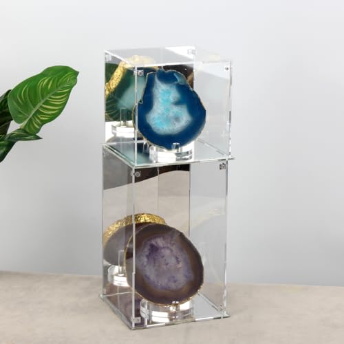 Image of 6x6x10Inch Assemble Clear Acrylic Box with Mirror Back and Base | Removable Display Case with Lid for Collectibles, Countertop Decorative Storage Box for Display Action Figures Jewelry