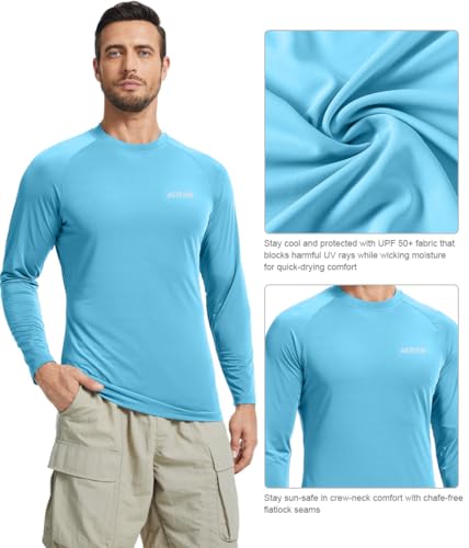 2 Pack Men’s Sun Protection Shirts UPF 50+ Long Sleeve Swim Rash Guard for Fishing, Running, Hiking, Fitness4