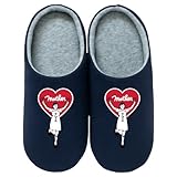 [シャレもん] 母の日 名入れ ルームシューズ 【 ママハート】 【ネイビー】【M】 /AHS/