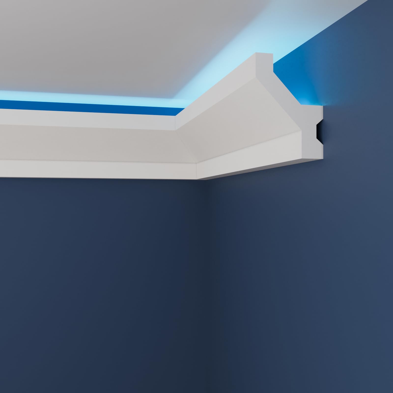WOLDECOR Premium LED Coving Cornice – Lightweight XPS Ceiling Moulding Trim, Easy to Install Decorative Polystyrene Coving for Walls and Ceilings with LED Lighting (WLU18, External Corner 20cm)