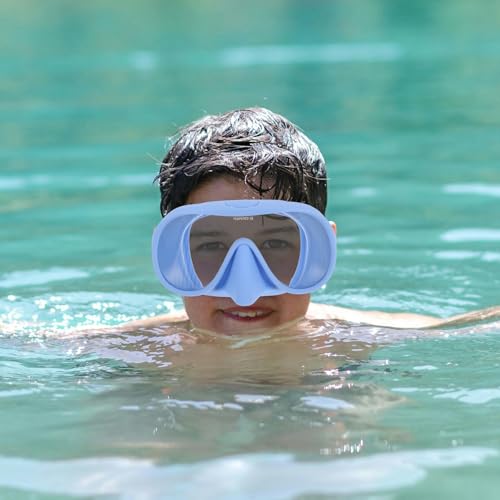 Máscara de buceo de silicona suave y vidrio templado con estuche protector 6