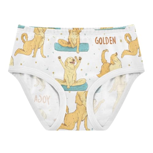 Wusikd Golden Retrievers Girls' Underwear Cotton Doing Yoga Girls Briefs Soft Toddler Underwear 2T