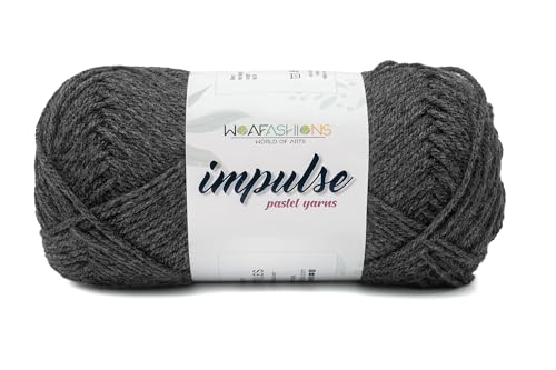 Image of WOAFashions Impulse Hand Knitting & Crochet Yarn, Premium Acrylic, 4 : Medium (Grey Mixture) (3x100gms / 3.5oz / 200mtr / 218yds)
