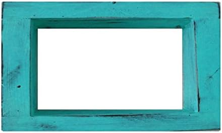 Wood/Wooden Shadow Box Display - 9" x 6" - Aqua - Decorative Reclaimed Distressed Vintage Appeal