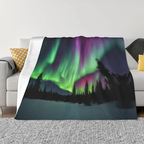 EWQrtyy Northern Lights - Manta de forro polar ultra suave con estampado de pintura de luces boreales, manta de franela antibolitas para sofá cama, plegable, 2 tamaños