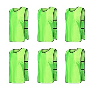 RE-HUO 6 Pack Scrimmage Vests/Sport Basketball Pinnies/Soccer Bibs for Kid and Adult