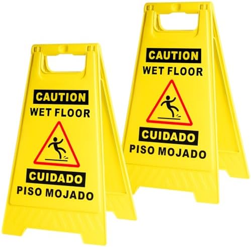 Aazon.co: DiDiBirDi Caution Wet Floor Sign,Bilingual Double-Sided Safety Warning Signs,A Frae - View #6