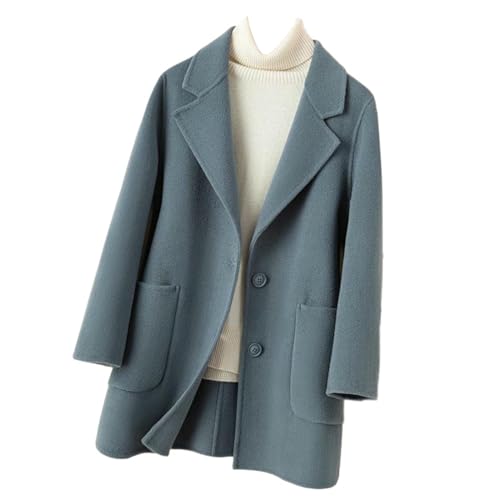 Chaqueta de tweed de doble cara con diseño de longitud media y estilo cachemir para mujer