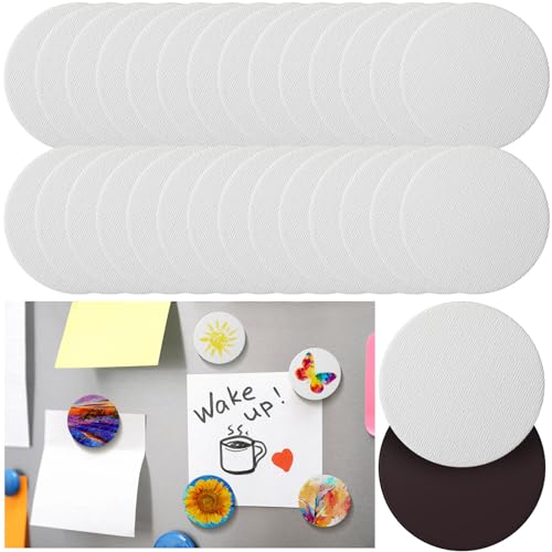 Engrowtic 25 Pcs Mini Magnetic Painting Canvas Panel Mini Canvas Boards for Painting Tile Art for Fridge Locker Art Crafts DIY(2.5in)
