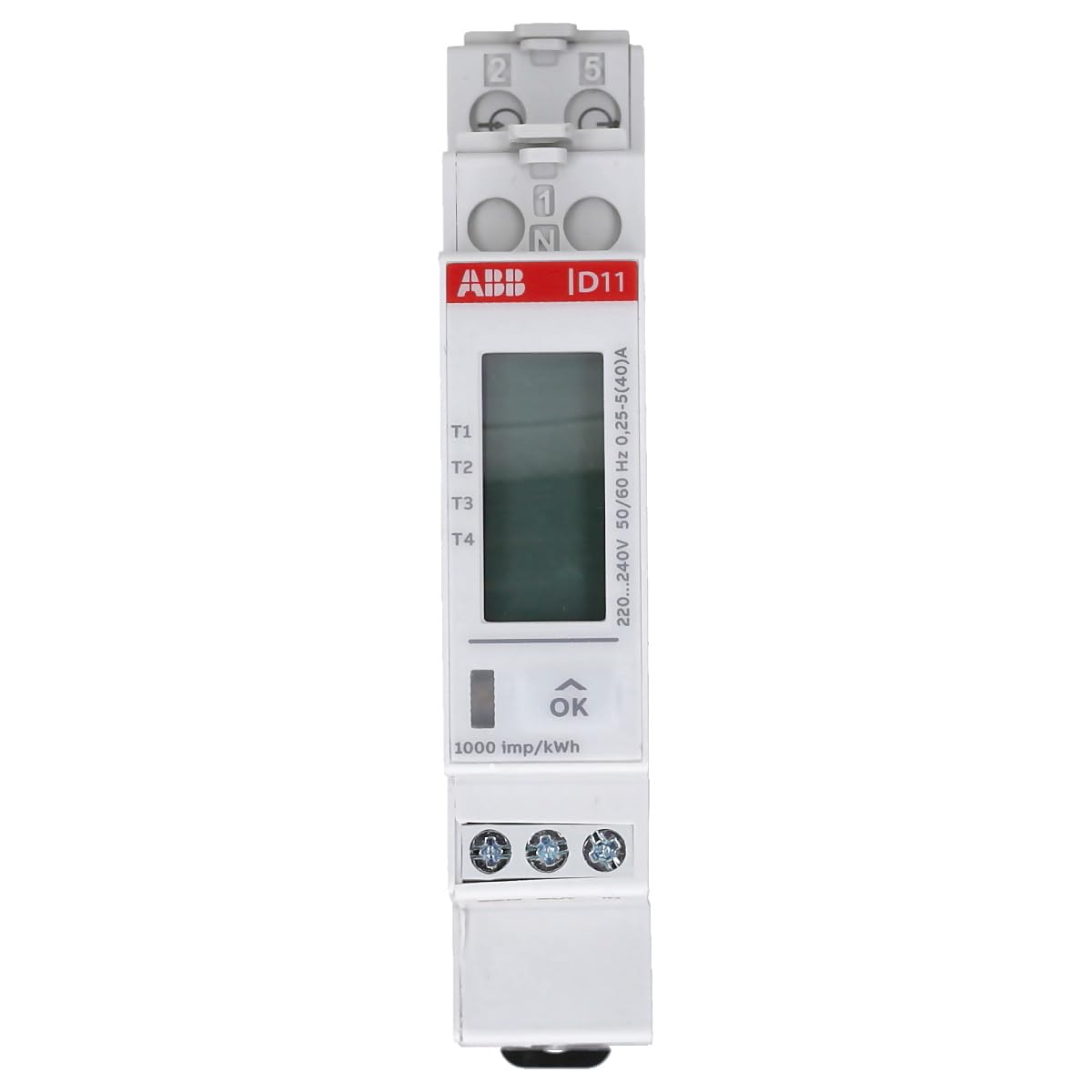ABB D11 15-M 40 - Contador de corriente alterna (40 A, MID 1DO+1DI) | Contador monofásico para carril DIN, interfaz Modbus, 230 V, medidor de consumo de energía 2CMA241645R1000