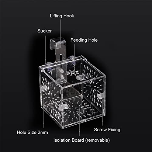 Fish Separation Box, Acrylic Transparent Fish Tank Breeding Isolation Box Aquarium Hatchery Incubator Holder(10CM*10CM*10CM) - Image 3
