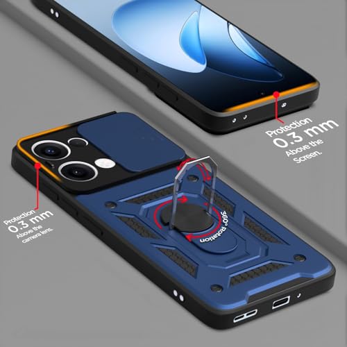 Image of Luxe Back Cover for Oppo K13 5G | D10 Tough Armor Case | Sliding Camera Shield | 360 Protection | Kickstand Ring Holder | Military-Grade Shockproof Bumper Case