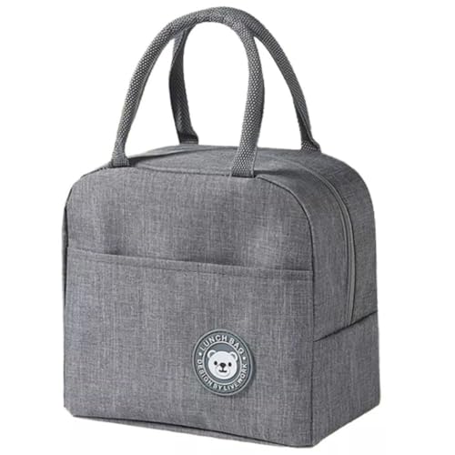 Lancheira Térmica Reutilizável para Marmita – Bolsa Sacola à Prova de Vazamentos, Mantém Alimentos Quentes e Frios, Ideal para Academia, Trabalho e Passeios – (Cinza)