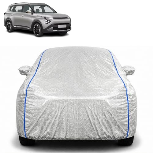 Image of Waterproof Car Cover for Kia Carens Clavis | All Weather Protection | UV Resistant & Dustproof | Soft Cotton Lining to Prevent Scratches | Triple Stitched with Mirror Pockets & Elastic Hem