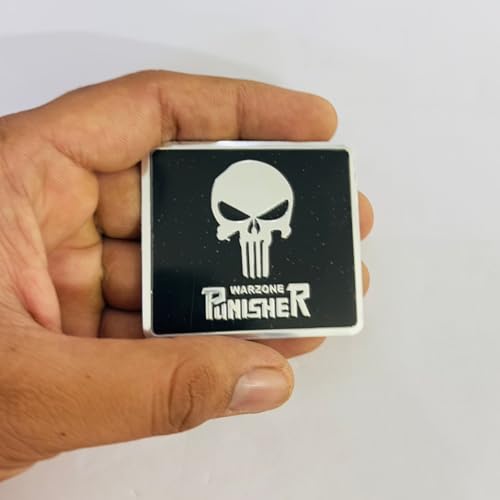Image of Emblems for Car & Bike Metal Lo.go and Grill Me.tal Lo.go, Auto Accessories for Car Emblem 3D Badge Auto Racing Sport Sticker Grand Tourer Decal. (Chrome Black Square Punisher Slim Logo.)