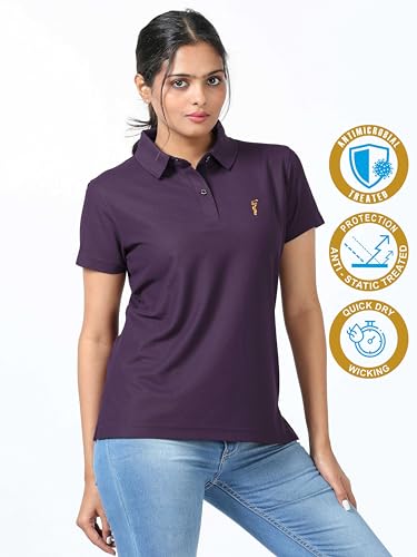 Image of STELLERS Women's Premium Polo T-Shirt, Regular Fit | Odour Resistant | Wrinkle Free | Quick Dry | Stretchable | Lightweight | Breathable | Sustainable | Anti-Static | Feather Touch Feel