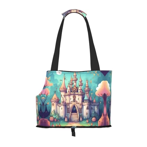 Classical Castle Pet Tote Bag - Waterproof and Wear-Resistant Portable Shoulder Bag for Small Dogs and Puppies