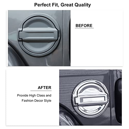 Fuel Filler Door Gas Tank Cap Cover Trim Stickers Decoration Exterior Accessories For Jeep Wrangler Jl Jlu 2018-2022,Chrome #TOP4