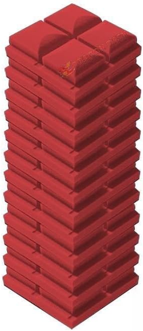 Dragon Dash (12 Pack) of 7.8" X 7.8" X 1.9" Inches Red Acoustic Soundproofing Hemisphere Grid Type Foam Studio Treatment Wall Panel Tiles (RED)