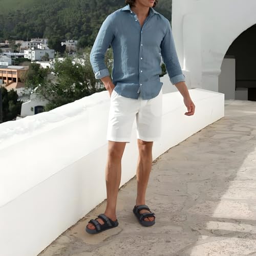 KuaiLu Mens Casual Sandals Comfortable Orthopedic Arch Support Plantar Fasciitis Summer Beach Sport Walking Shoes Waterproof Memory Foam Cushion Slides Slip On Slippers Wide Indoor Outdoor Grey Size 92